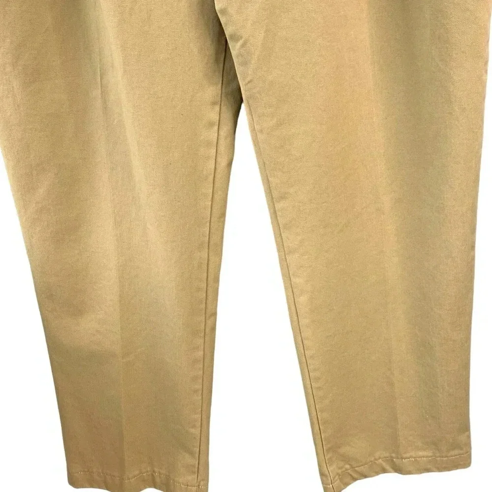 Lands' End Traditional Fit Pleated Chino Pants Men Size 38 Khaki Straight Leg